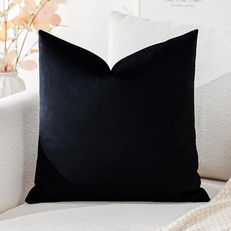 2 pezzi Copricuscino decorativo in velluto per divano Federa super morbida Decorazione per la casa Soggiorno Camera da letto per divano 50x50 cm Nero