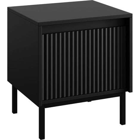 Mesilla de noche Comfivo Delruva, Negro, Número de cajones: 0, Número de puertas: 0, 50x45x40cm, MDF, Aglomerado laminado