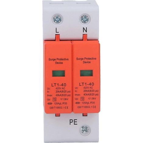 Überspannungsschutzgerät, 2-polig, flammhemmend, 36 mm Schienenmontage, Schutzableiter, 420 V