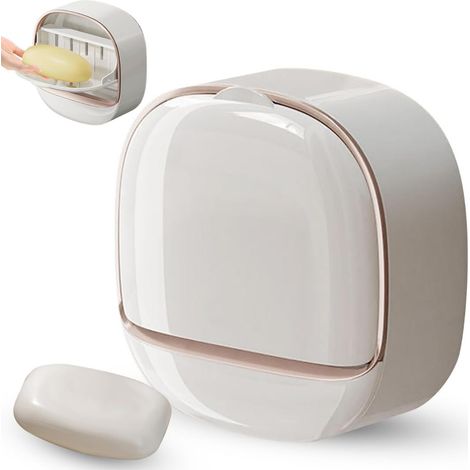 Boîte à savon à mur blanc sans diamant étagère salle de bain (1/5)