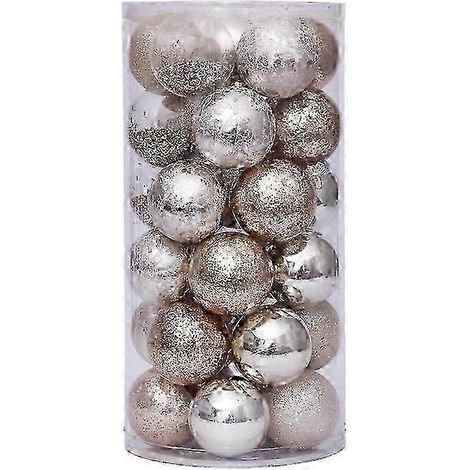 Décorations de Noël : Boules de Noël transparentes dorées de 6 cm (30 pièces) à suspendre au sapin. (1/5)
