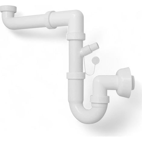 Sifone lavello polipropilene con scarico 1 via compatibile lavatrice lavastoviglie per spazi stretti tubo con diametro 40 mm (1/5)