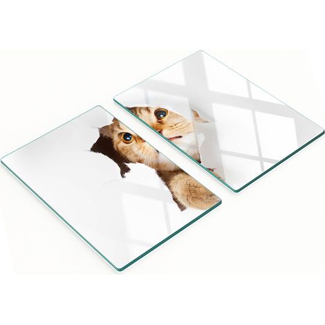 Pannelli decorativi multifunzionali in vetro temperato con motivo "Gatto nella tana" 2x40x52 cm (1/5)