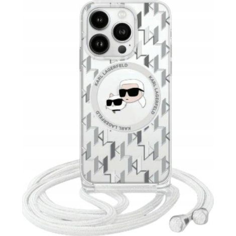 Karl Lagerfeld KLHMP16XHCKCKLCT Transparente Hartschalen-Schutzhülle für iPhone 16 Pro Max (6,9 Zoll) mit IML Crossbody-Umhängetasche, Monogram Karl & Choupette Head und MagSafe-Verschluss (1/2)