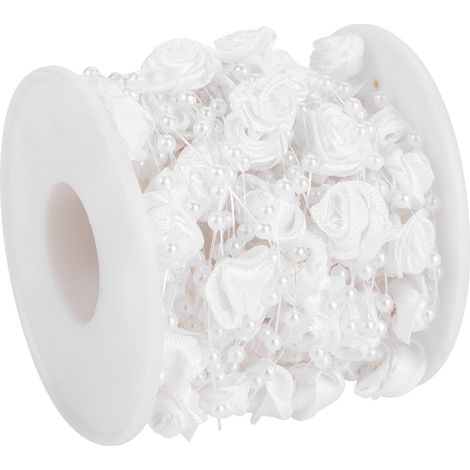 Guirlande de perles de perles artificielles roses (10 m/rouleau) en fil de fer blanc, pour décoration de mariage à faire soi-même. (1/5)