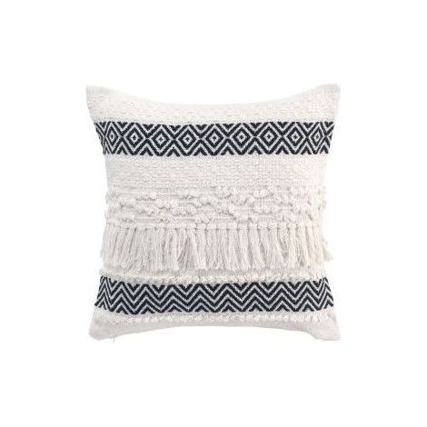 Coussin à franges Zya - L 40 cm x l 40 cm - Noir - Livraison gratuite (1/3)