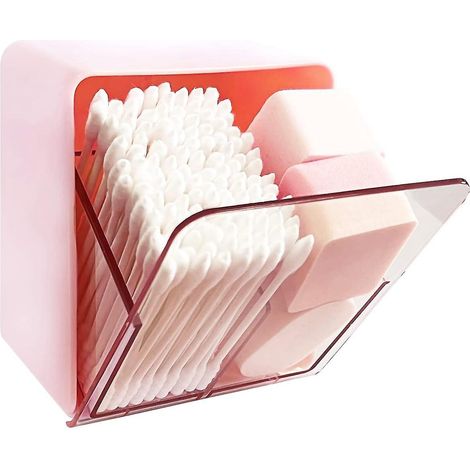 botes De Holder Qtip Pour Boules De Coton( Rose), Couvillons, Ronds, Fil Dentaire, Bote De Rcipient Distributeur Avec 2 Compartiments, Organisateu (1/5)