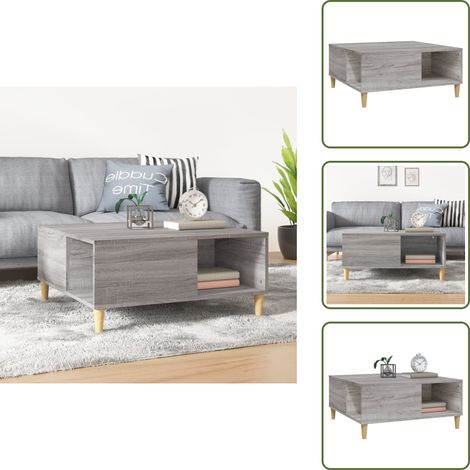 Almacenamiento - vidaXL Mesa de centro madera contrachapada gris Sonoma 80x80x36,5 cm - Diseño minimalista