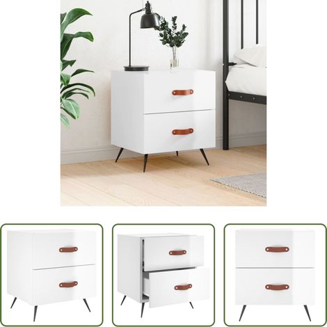 vidaXL Nachttisch mit Schubladen -  Nachttisch Hochglanz-Weiß 40x35x47,5 cm Holzwerkstoff (1/5)