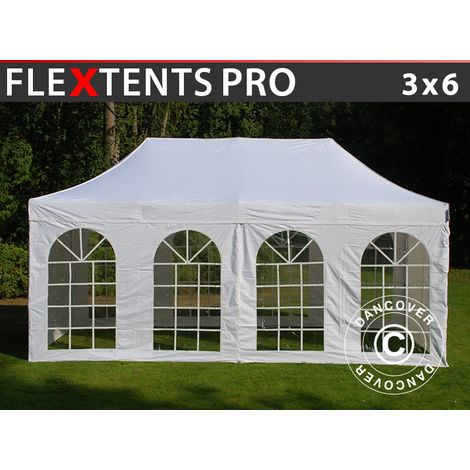 Pop up gazebo FleXtents PRO Vintage Style 3x6 m White, incl. 6 sidewalls