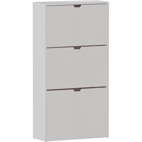 3 Drawer Shoe Cabinet Hallway Storage Cupboard Stand, 100% FSC, White (1/5)