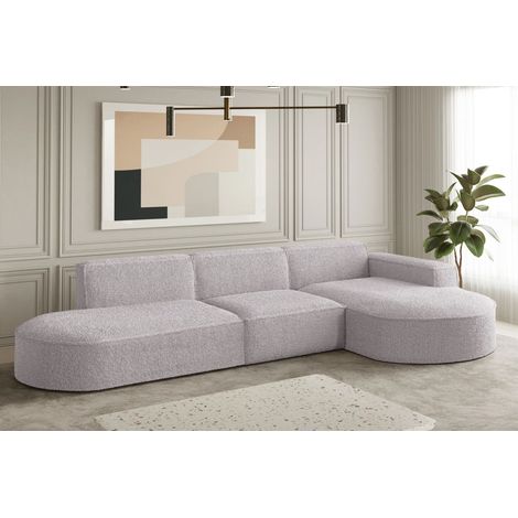 Ecksofa Designersofa PALMA in Stoff Ascot Rose Ottomane Rechts (1/2)