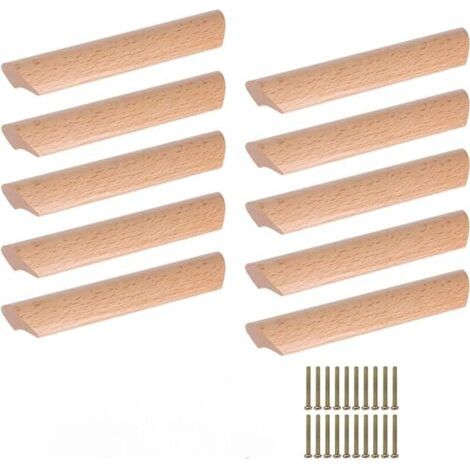 Lot de 10 poignées d'armoire en bois de 96 mm pour placard, tiroir (1/4)