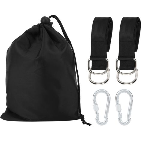 Sangles Pour Hamac - Matériau Imperméable Résistant - Avec Mousquetons Et Anneaux En D - Pour Camping Randonnée Extérieur - Lot De 2 (1/5)