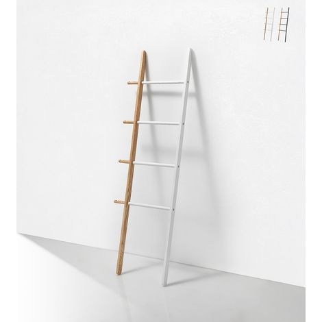 Scala porta asciugamani da bagno in legno design moderno Olaf - Bianco
