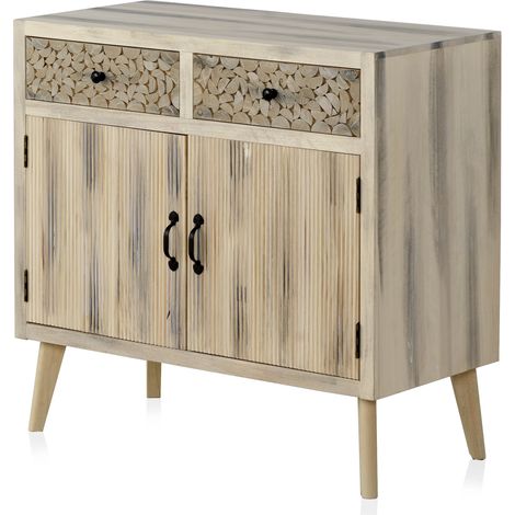 Kommode aus natürlichem Pappelholz mit Beinen aus massiver Kiefer (1/5)