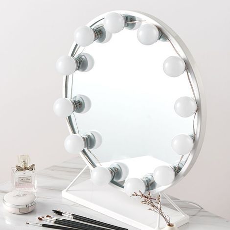 Schminkspiegelbeleuchtung, Schminkspiegelbeleuchtung im Hollywood-Stil mit USB-Netzkabel und 14 dimmbaren LED-Lampen, 5 Helligkeitsstufen, 3 Lichtfarbmodi, LED-Spiegelbeleuchtung (ohne Spiegel oder Sp (1/5)