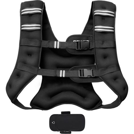 Gilet Lesté 6-20LB Poids Fixe, Néoprène Imperméable, Sangle Thoracique Réglable (89-127cm), Poche de Rangement pour CrossFit, Running, Musculation (1/5)