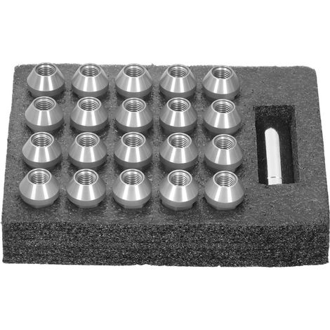 20 écrous M12x1,5, de 5 cm de hauteur, en alliage d'aluminium 7075-T6 résistant à la corrosion et antivol, couleur argent (1/5)