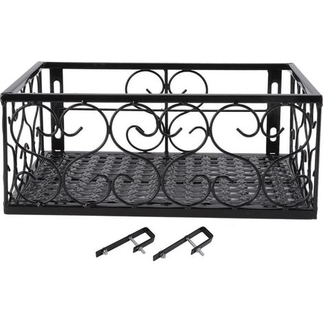 Support décoratif en fer renforcé pour pots de fleurs de balcon, à fixer sur une rambarde de terrasse ou un rebord de fenêtre. Convient aux pots de 2,5 cm (1 pouce). (1/5)