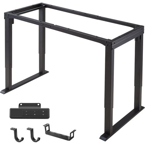 Cadre Bureau Assis Debout Électrique à 4 Pieds, Pied Bureau Assis Debout Double Moteur, Réglable en Hauteur 70-117 cm, Charge Max. 80 kg pour Poste de Travail et Maison, avec 4 Mémoires, Noir (1/5)