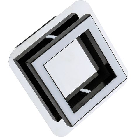 Deckenleuchte LED B: 12 cm Schwarz Chrom quadratisch 4200 K neutralweißes Licht 300 lm