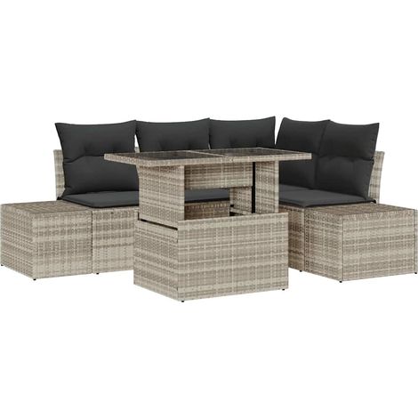 Maison Exclusive - Ensemble de canapé de jardin 5 pcs Gris clair polyrotin (1/5)