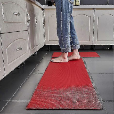 Rutschfeste, wasserdichte Küchenmatte, Anti-Ermüdungs-Matte, dick gepolstert (Rot, 45 x 150 cm) (1/2)
