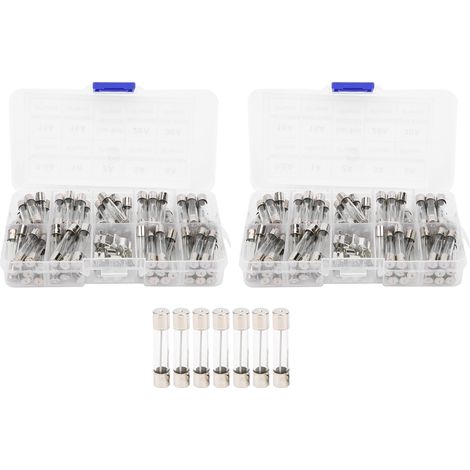 Lot de 2 boîtes de fusibles en verre M6x30mm 0,5A‑30A, action rapide, avec coffret de rangement (1/5)