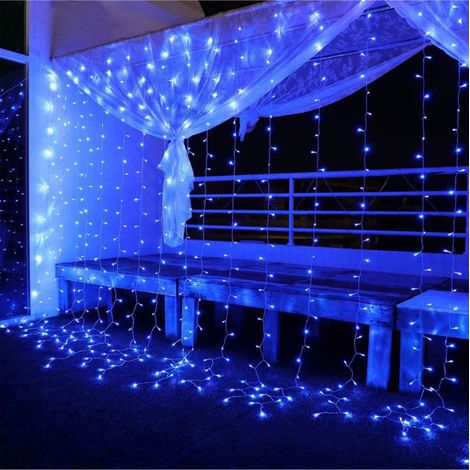 1 Rideau lumineux, 300 LED, étanche IP44, basse tension 31 V, 8 modes, intérieur extérieur, Noël mariage (1/5)