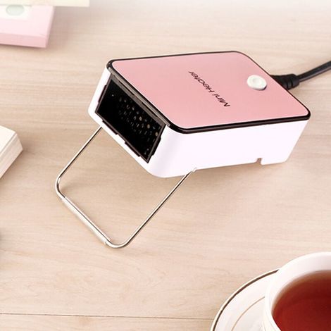 Energiesparender, tragbarer elektrischer Lufterhitzer, Mini-Tischheizgerät für Büro oder Zimmer, rosa (1/4)