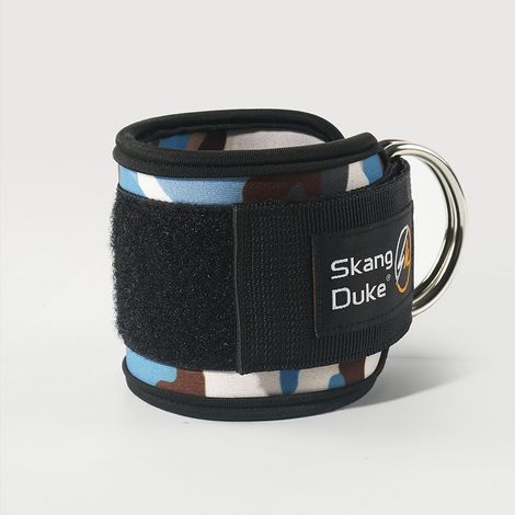 (Camouflage bleu 2 pièces) Sangle de cheville de fitness pour muscles des jambes et fessiers, avec crochets, matériau en nylon et anneaux en acier. (1/5)