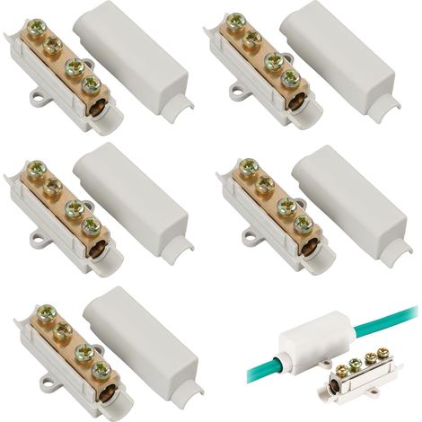 5 Pièces Bornier de Câble en Laiton avec Double Vis, Bornier Electrique, Coque ABS Ignifuge pour Câbles de 2,5 à 16mm², 1000V 100A, pour Applications Électriques Domestiques ZK-1116 (1/5)