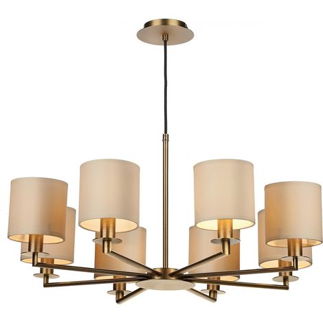 Dar Tyler Suspension Tyler à 8 lumières, bras articulés, bronze antique avec abat-jour