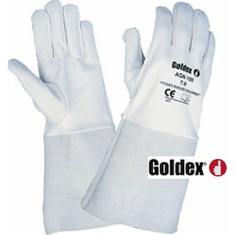 Gants de Travail Cuir Fleur d'Agneau - Manchette Croûte Bovin 14 cm - Manutention Fine - Taille 9 - Lot de 10 Paires (1/2)