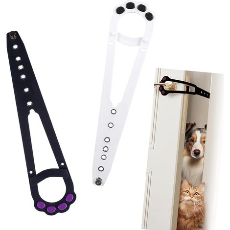 2 Pièces Loquet de Support pour Chat, Serrure Réglable en ABS, Alternative Porte Intérieure, Noir et Blanc (1/5)