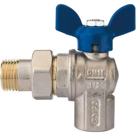 VALVOLA A SFERA A SQUADRA PER COLLETTORI CON FARFALLA IN ALLUMINIO BLU 1/2&quot  DN 15
