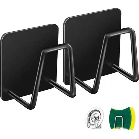 Lot de 2 porte-éponges pour évier de cuisine, petit porte-éponge adhésif solide, chariot d'évier de cuisine antirouille et étanche de qualité supérieure – Taille minimale – Acier inoxydable SUS304