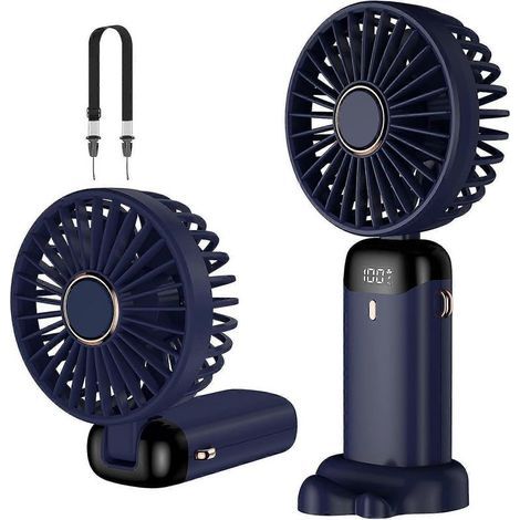 Tragbarer, per USB aufladbarer Ventilator, 5 Geschwindigkeitsstufen, Mini-Taschenventilator mit integriertem Standfuß, 4000-mAh-Akku (1/5)