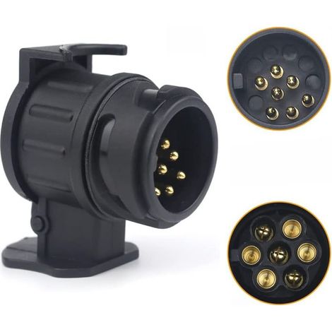 Adaptateur de Remorque 13 vers 7 Broches, connecteur prise Remorque 13 Broches vers 7 Broches pour voiture, Camping-Car, Caravane et Porte-Vélo (1/4)