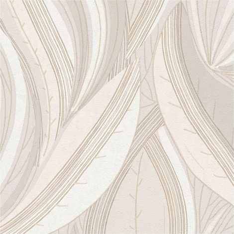 Graphic wallpaper wall Profhome 786554 hot embossed non-woven wallpaper textured with floral ornaments and metallic highlights cream gold silk grey cream 5,33 m2 (1/5)