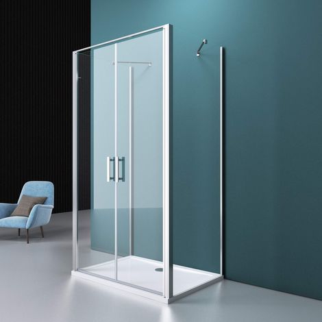 Mai & Mai Cabine de Douche avec Receveur pour Un Seul Mur Montage Réversible 90X120 avec 2 Portes de Douche Pivotantes Verre Trempé Transparent Paroi de Douche Rav50K (1/5)