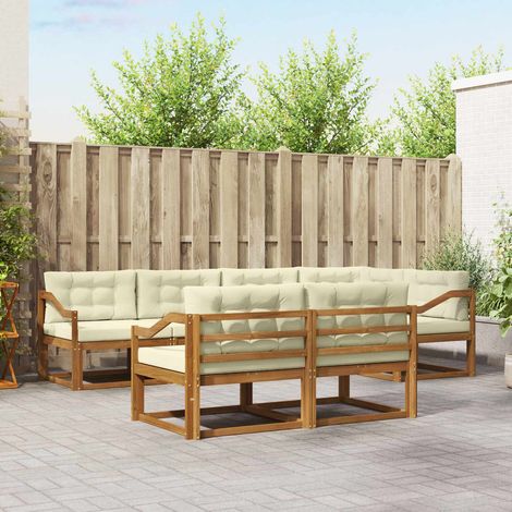 Outdoor-Sofagarnitur mit Kissen 7 pcs Natur und Creme (1/5)