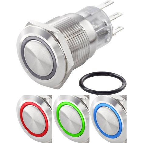 TRU COMPONENTS TC-7494632 TC-LAS1-AGQ-11ZE/42RGB/ Interruttore antivandalo 250 V/AC 3 A 1 x Off / On Permanente Rosso, (1/3)