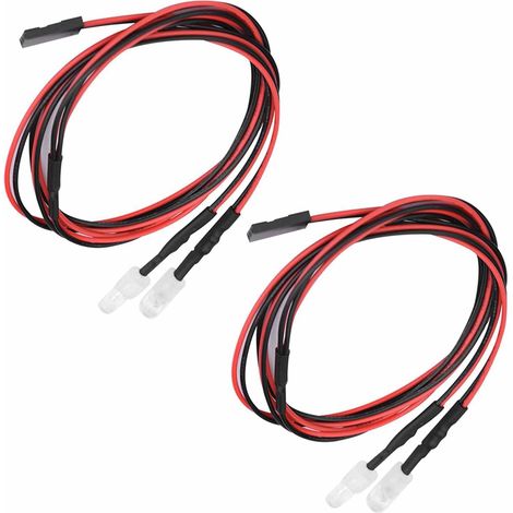 Phares LED de Remplacement pour Voitures 1/10 RC, Lumières Ultra Lumineuses de 5 Mm pour, HPI, Installation Simple, Adaptés aux Camions et aux Chenilles, Longueur de Fil de 70 Cm (1/5)