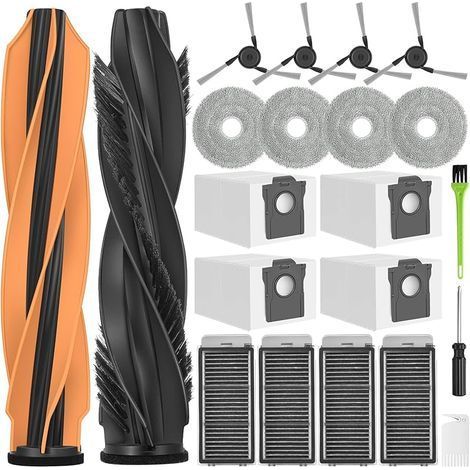 Accessoires pour Dreame X50 Ultra/L50 Pro Ultra/X50 Master Robot Aspirateur, Kit rechange avec 2 Brosses Principales, 4 Brosses Latrales, 4 Serpillres, 4 Sac Poussire, 4 Filtre Hepa (1/5)