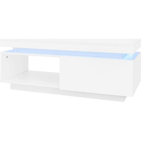 GagaMeuble TV laqué blanc avec table basse (1/5)