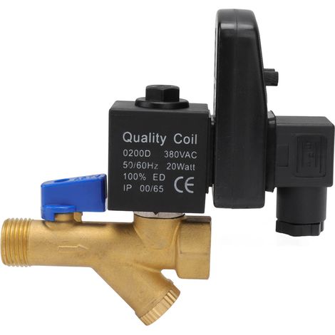 Robinet de vidange électronique DN15 G1/2, pression de service 16bar, laiton silencieux, purgeur automatique pour compresseur d'air AC380V (1/5)