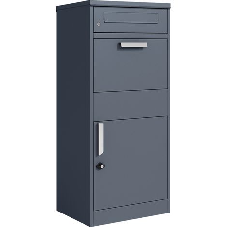 Estexo – Boîte aux lettres à colis en acier gris anthracite – Dimensions 50x37x112 cm – Fente 33,5x4 cm pour lettres – Résistante aux intempéries (1/5)