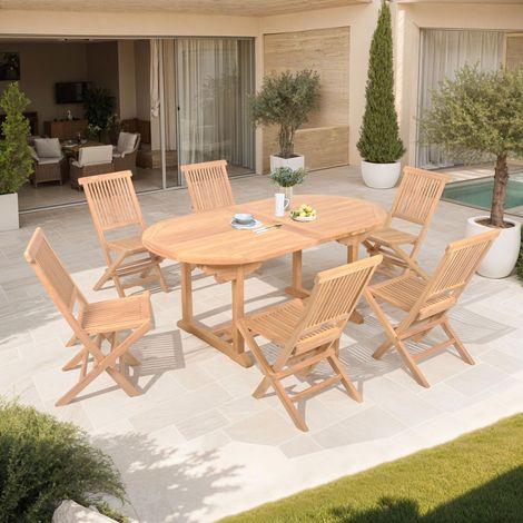 Table de jardin extensible 180-240 + 6 chaises en teck - GARDENA